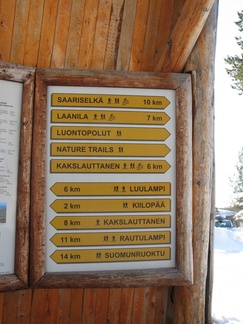 Etäisyyksiä Kiilopään retkeilykeskuksesta.