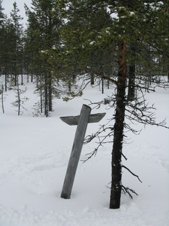Sivakkaojan ladun ylittää ikivanha Ruijanpolku, jonka merkkinä maastossa on kuvan kaltaiset vinoristit. Ruijanpolku oli tiettömänä aikana väylä Sompiojärveltä Jäämeren rantaan, Ruijaan. Suomesta Ruijanpolkua pitkin on kuljettu millon sotaa, millon nälkää pakoon kalaisan Ruijan rannnikolle.