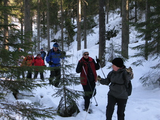 Tuohon suuntaan parisataa metriä, niin ollaan Iso-Haiskarilla tuntuu Pirjo opastavan!