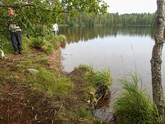 Joustniemi melkein erottaa Rutajärven kaksi selkää toisistaan. Mutta vain melkein. Niemen kärjestä on matkaa vastarannalle 166 metriä.