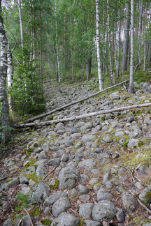Joustniemen rantoja kiertävä kivikkovyö on muisto ajoilta, jolloin järven aallot loiskivat muutaman metrin nykyistä ylempänä