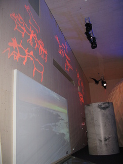 Mystiset kalliomaalaukset heijastuvat seinälle