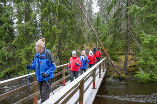 Pässikosken kohdalla on joen ylittävä kävelysilta