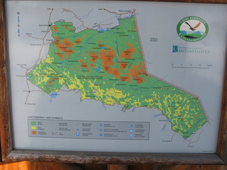 Kartta Koilliskairan, eli UKK kansallispuistosta.