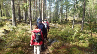 Puolivälin taukopaikalle, Vahterjärven rantaan saavuimme noin klo 14 aikaan.